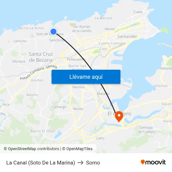 La Canal (Soto De La Marina) to Somo map
