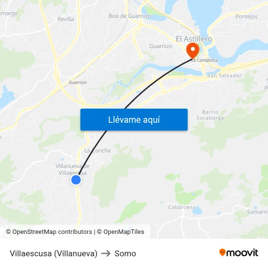 Villaescusa (Villanueva) to Somo map