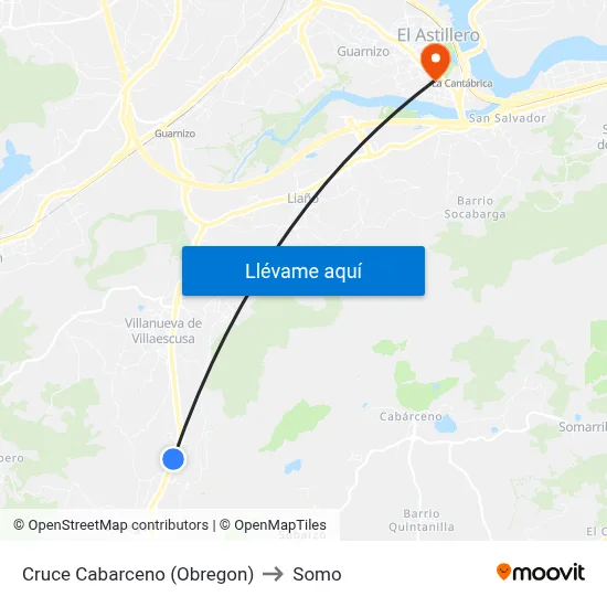 Cruce Cabarceno (Obregon) to Somo map
