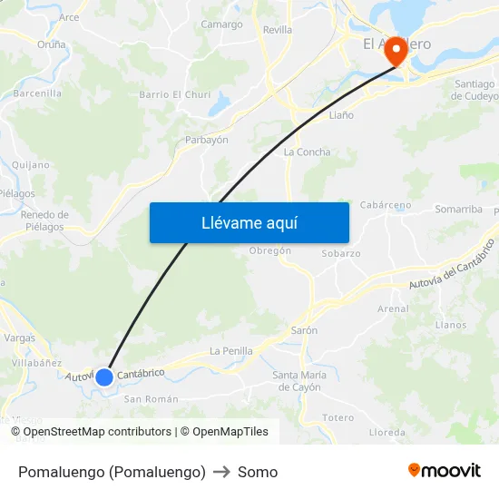 Pomaluengo (Pomaluengo) to Somo map