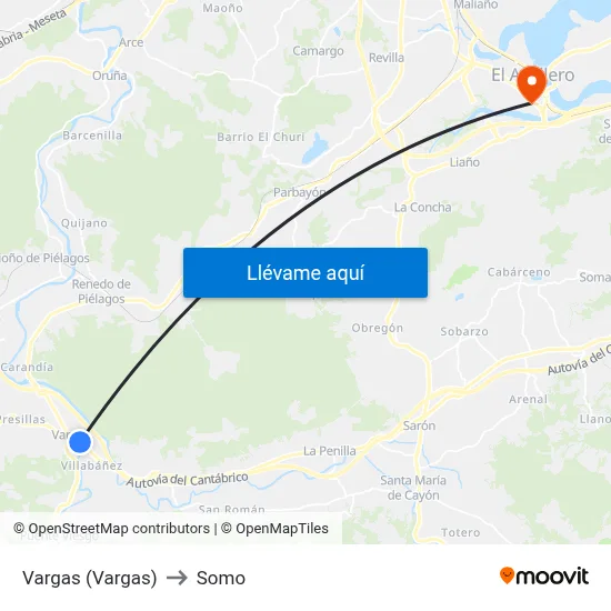 Vargas (Vargas) to Somo map
