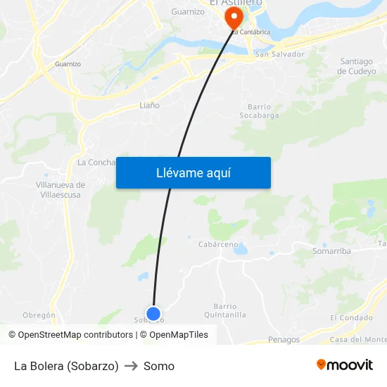 La Bolera (Sobarzo) to Somo map