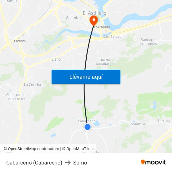 Cabarceno (Cabarceno) to Somo map