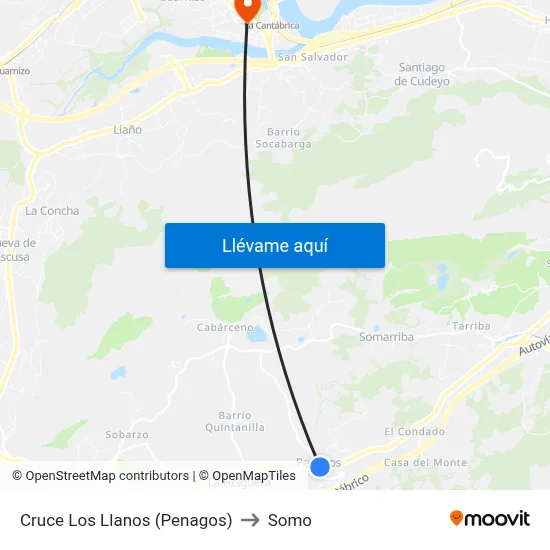 Cruce Los Llanos (Penagos) to Somo map