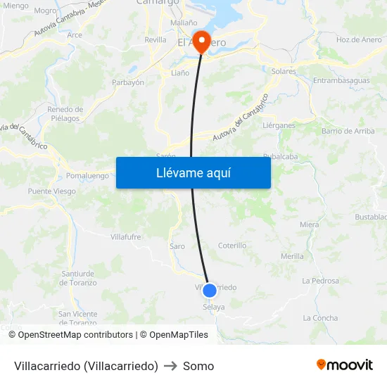 Villacarriedo (Villacarriedo) to Somo map