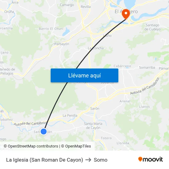 La Iglesia (San Roman De Cayon) to Somo map