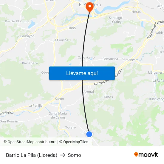 Barrio La Pila (Lloreda) to Somo map