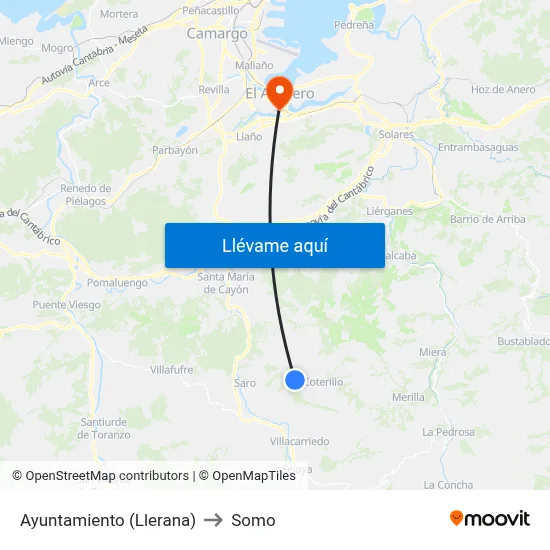 Ayuntamiento (Llerana) to Somo map