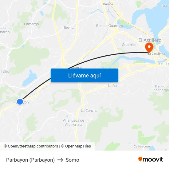 Parbayon (Parbayon) to Somo map