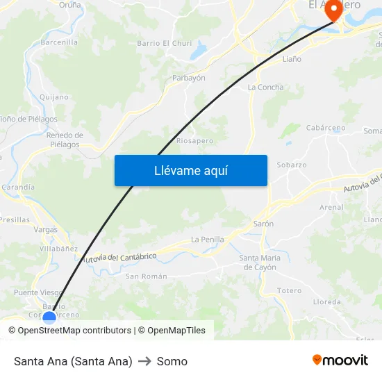 Santa Ana (Santa Ana) to Somo map