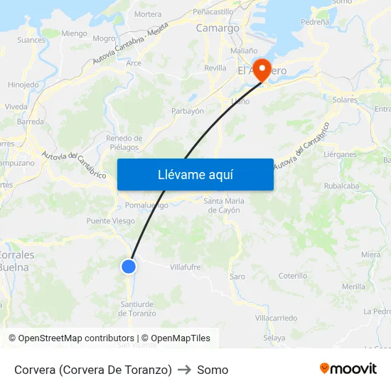 Corvera (Corvera De Toranzo) to Somo map