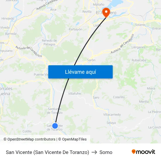 San Vicente (San Vicente De Toranzo) to Somo map