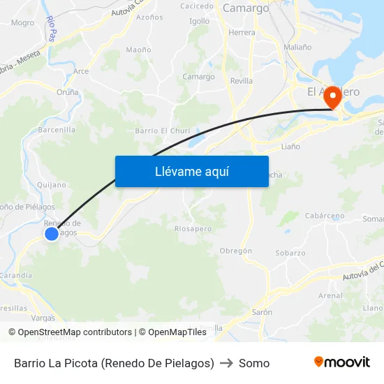 Barrio La Picota (Renedo De Pielagos) to Somo map