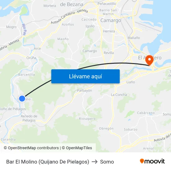 Bar El Molino (Quijano De Pielagos) to Somo map