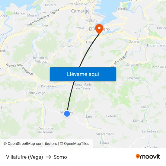 Villafufre (Vega) to Somo map