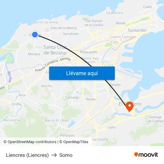 Liencres (Liencres) to Somo map