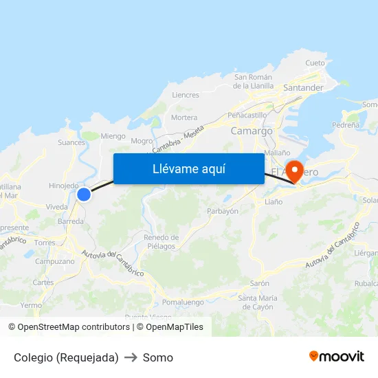 Colegio (Requejada) to Somo map