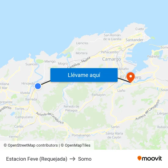 Estacion Feve (Requejada) to Somo map