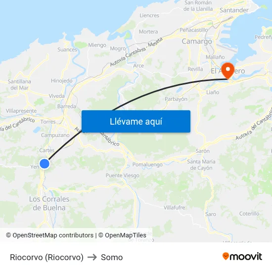 Riocorvo (Riocorvo) to Somo map