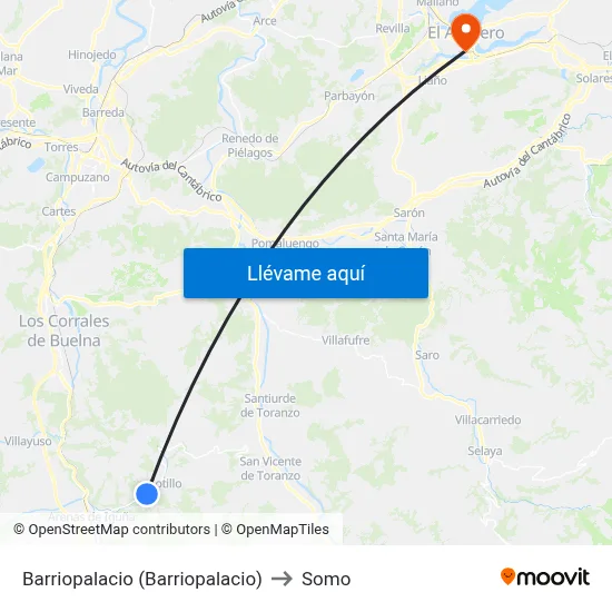 Barriopalacio (Barriopalacio) to Somo map