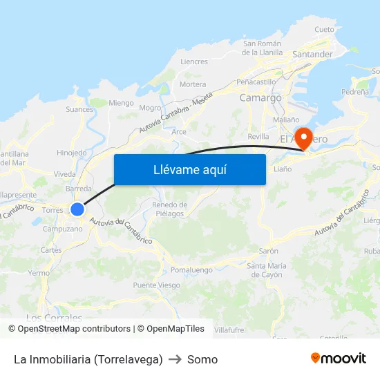 La Inmobiliaria (Torrelavega) to Somo map