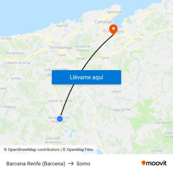 Barcena Renfe (Barcena) to Somo map