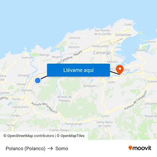 Polanco (Polanco) to Somo map