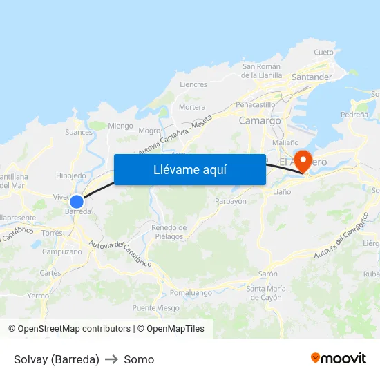 Solvay (Barreda) to Somo map