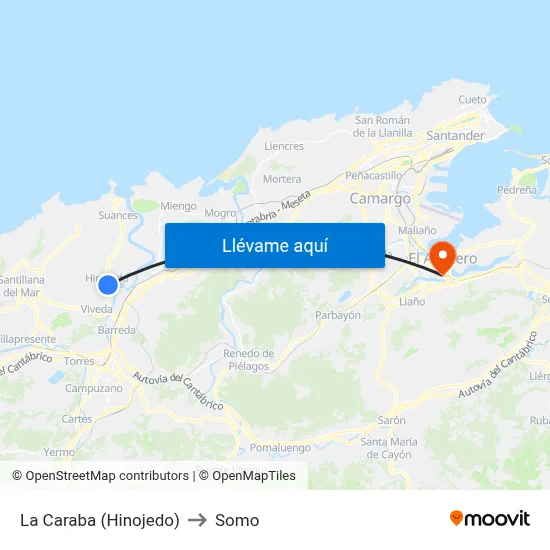 La Caraba (Hinojedo) to Somo map