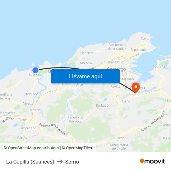 La Capilla (Suances) to Somo map