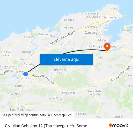 C/Julian Ceballos 12 (Torrelavega) to Somo map