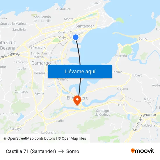 Castilla 71 (Santander) to Somo map