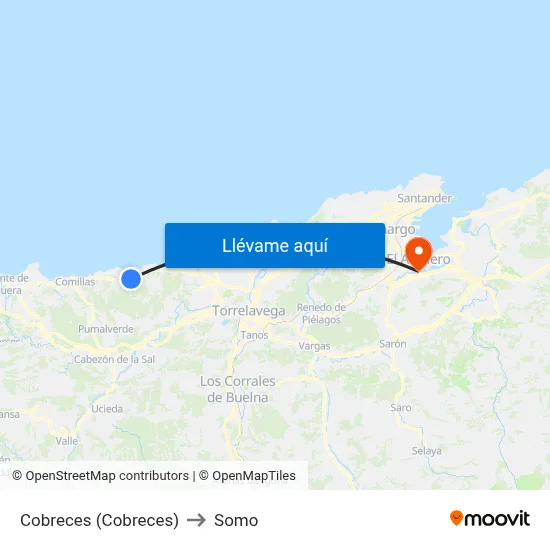 Cobreces (Cobreces) to Somo map