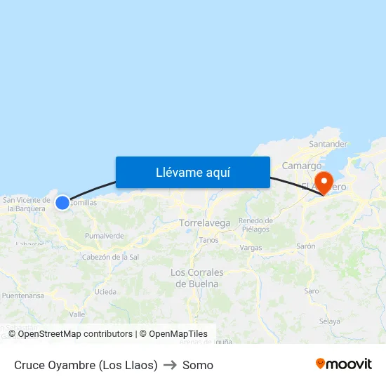 Cruce Oyambre (Los Llaos) to Somo map