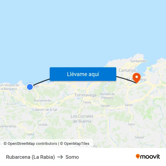 Rubarcena (La Rabia) to Somo map