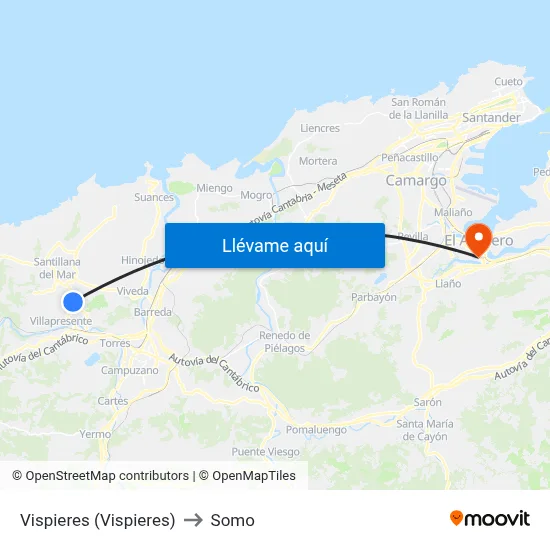 Vispieres (Vispieres) to Somo map