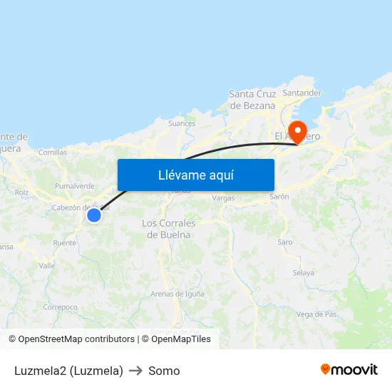 Luzmela2 (Luzmela) to Somo map