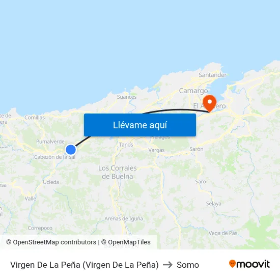 Virgen De La Peña (Virgen De  La Peña) to Somo map