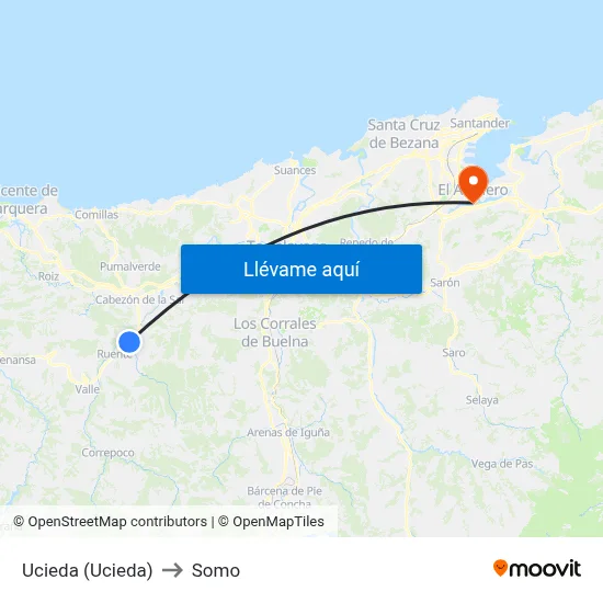 Ucieda (Ucieda) to Somo map