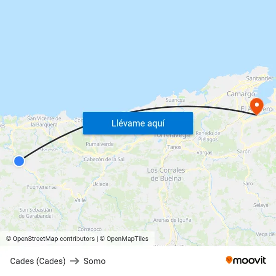 Cades (Cades) to Somo map