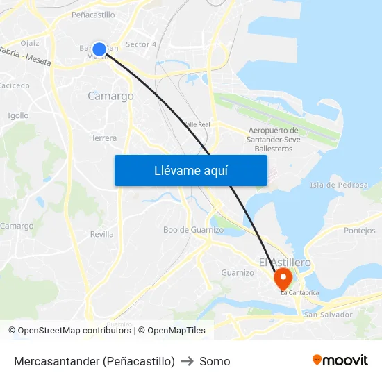 Mercasantander (Peñacastillo) to Somo map