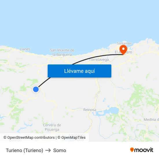Turieno (Turieno) to Somo map