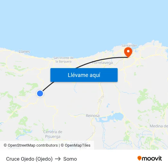 Cruce Ojedo (Ojedo) to Somo map