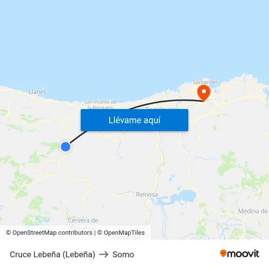 Cruce Lebeña (Lebeña) to Somo map