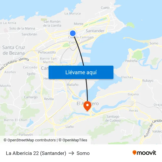 La Albericia 22 (Santander) to Somo map