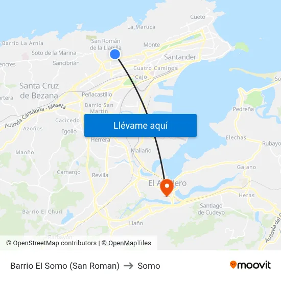 Barrio El Somo (San Roman) to Somo map