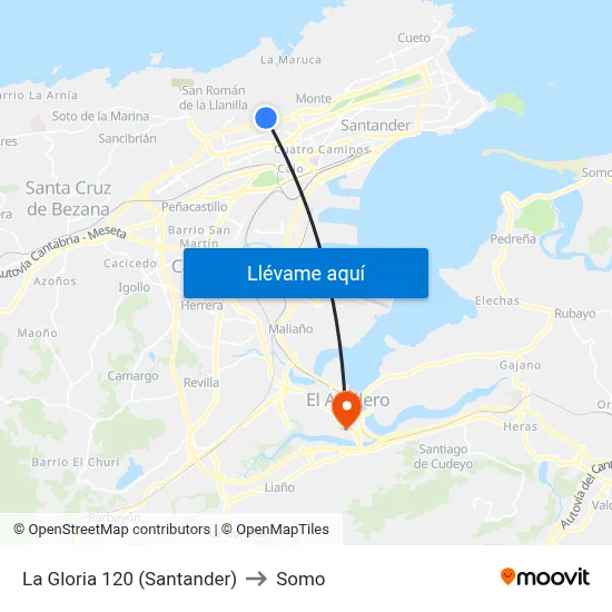 La Gloria 120 (Santander) to Somo map