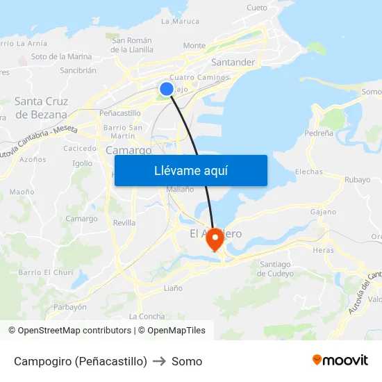 Campogiro (Peñacastillo) to Somo map