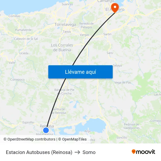 Estacion Autobuses (Reinosa) to Somo map