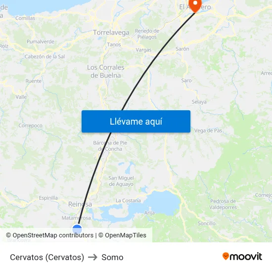 Cervatos (Cervatos) to Somo map